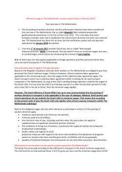 Minimum wage in The Netherlands: present state of play (1 February