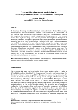 From multidisciplinarity to transdisciplinarity: The investigation of