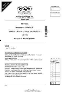 Physics Assessment Unit AS 1