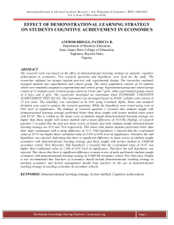 Effect Of Demonstrational Learning Strategy On Students Cognitive