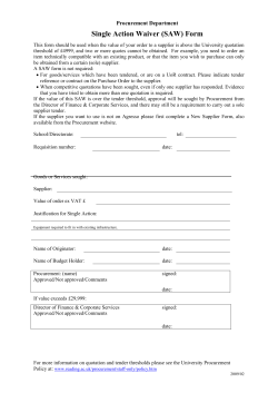 Procurement Department Single Action Waiver (SAW) Form This