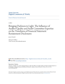 Bringing Darkness to Light: The Influence of Auditor Quality and