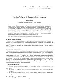 Needham`s Theory in Computer-Based Learning
