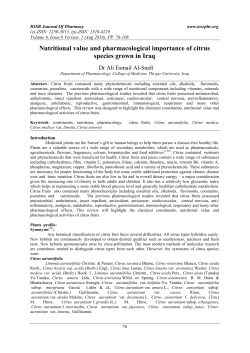 Nutritional value and pharmacological importance of citrus species