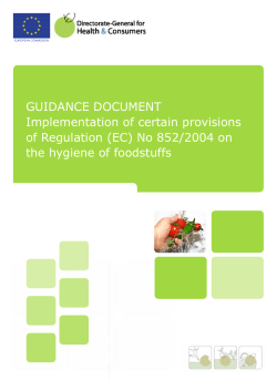 GUIDANCE DOCUMENT Implementation of certain provisions of