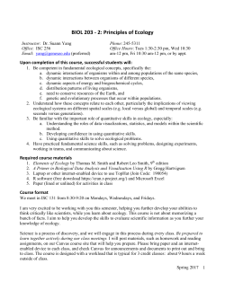 BIOL 203 - 2: Principles of Ecology