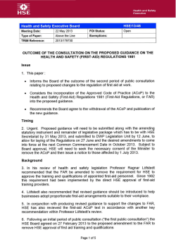 HSE Board Paper - Outcome of the consultation on the proposed