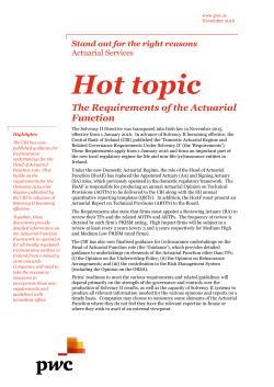 Hot Topic: The Requirements of the Actuarial Function