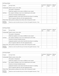 Cell Project Rubric Category Scoring Criteria Excellent (5 pts