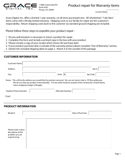 Product repair for Warranty items