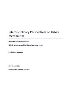 Interdisciplinary Perspectives on Urban Metabolism
