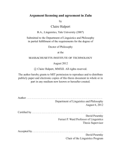 Argument licensing and agreement in Zulu Claire Halpert