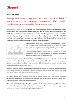 Energy efficiency: Legrand becomes the first French manufacturer to