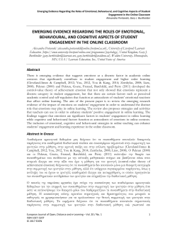 emerging evidence regarding the roles of emotional, behavioural