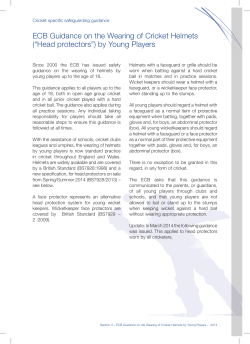 ECB Guidance on the Wearing of Cricket Helmets
