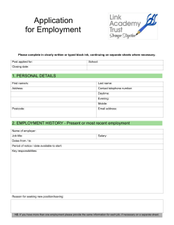 Application for Employment - Harbertonford Primary School