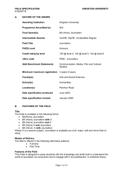Journalism - Programme Specifications