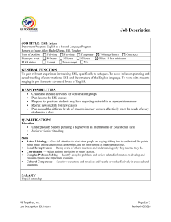 JOB TITLE: ESL Intern