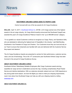 SOUTHWEST AIRLINES CARGO ADDS TO TROPHY CASE Carrier