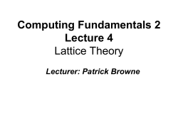 Computing Fundamentals 2 Lecture 4 Lattice Theory