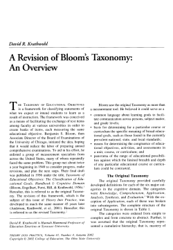 A Revision of Bloom`s Taxonomy: An Overview