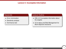 Lecture 5: Incomplete Information Keywords Lecture