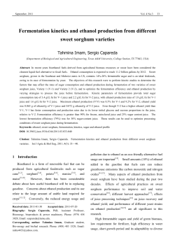 Fermentation kinetics and ethanol production