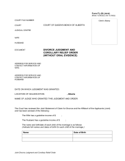 Joint Divorce Judgment and Corollary Relief Order