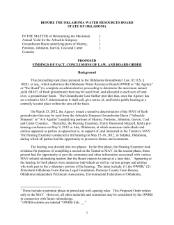 1 BEFORE THE OKLAHOMA WATER RESOURCES BOARD STATE