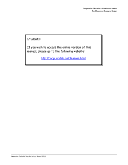 Student ISU Manual - Co-op/Home