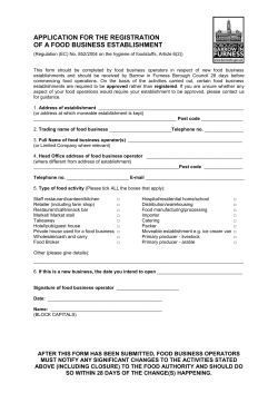 Food Premises Registration Form in a Microsoft Word