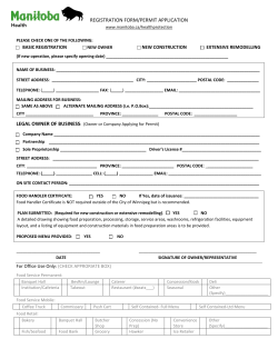 Food Handling Permit Registration Form