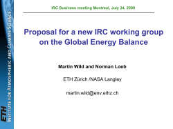 2009 Proposal for Global Energy Budget WG Powerpoint