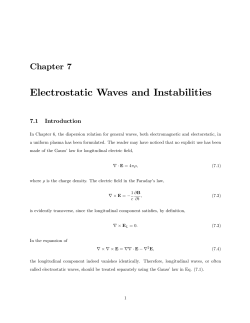 Chapter 7 Electrostatic Waves and Instabilities