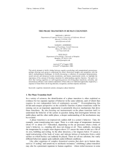THE PHASE TRANSITION IN HUMAN COGNITION 1. The Phase
