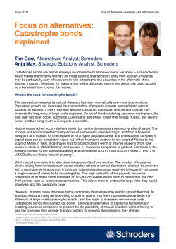 Focus on alternatives: Catastrophe bonds explained - Schroders