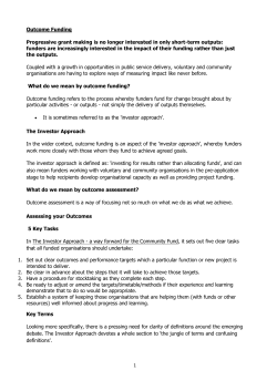 1 Outcome Funding Progressive grant making is no longer