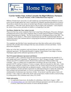 Carrier Settles Class Action Lawsuits On High Efficiency Furnaces