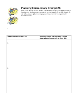 Planning Commentary Prompt #1: What is the central focus of the