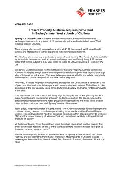 Frasers Property Australia acquires prime land in Sydney`s Inner