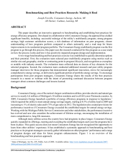 Benchmarking and Best Practices Research