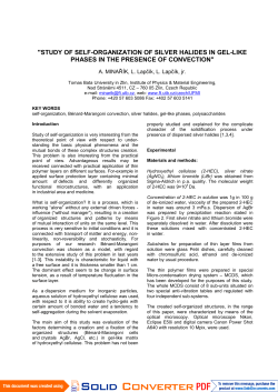 "STUDY OF SELF-ORGANIZATION OF SILVER HALIDES IN GEL