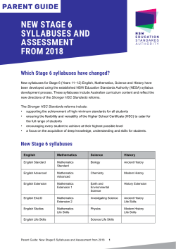 Parent Guide: New Stage 6 Syllabuses and Assessment from 2018