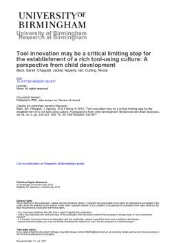 University of Birmingham Tool innovation may be a critical limiting