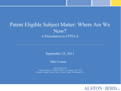 Patent Eligible Subject Matter: Where Are We Now? A