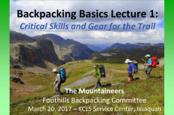 Backpacking Basics Lecture 1: Critical Skills