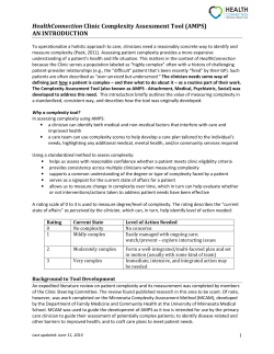 HealthConnection Clinic Complexity Assessment Tool (AMPS) AN