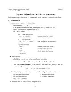 Lesson . Markov Chains &ndash; Modeling and Assumptions