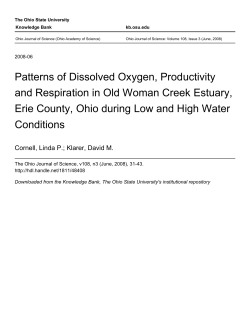Patterns of Dissolved Oxygen, Productivity and Respiration in Old