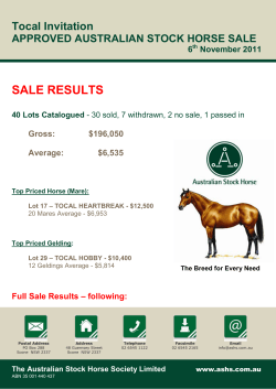 sale results - Australian Stock Horse Society